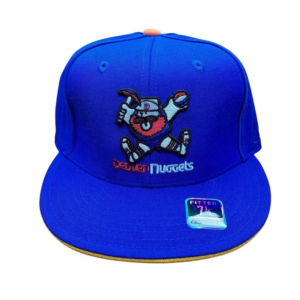 Vintage Reebok Denver Nuggets Fitted Hat Blue Size 7 1/4 Men's